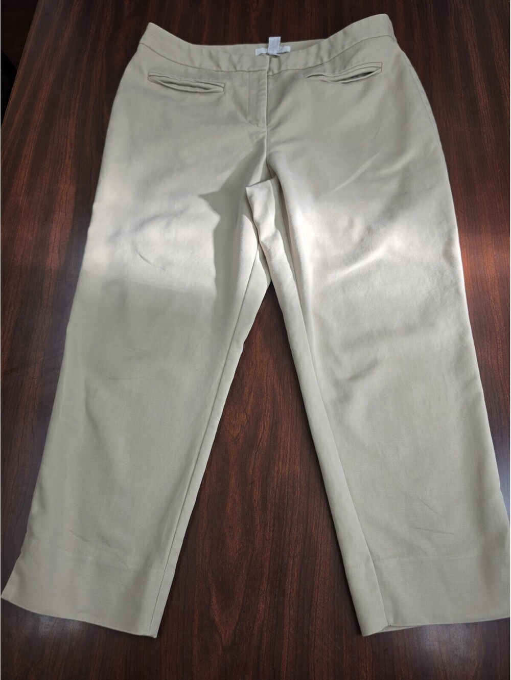 Chico's Pants Size 2 Large Khaki Tan Cropped Career Business Casual Slacks